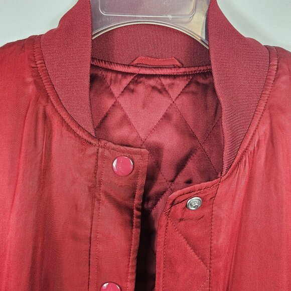 & Other Stories Womens 8 Bomber Jacket Red Wine Quilted Retro Varsity Style Coat - Picture 4 of 16
